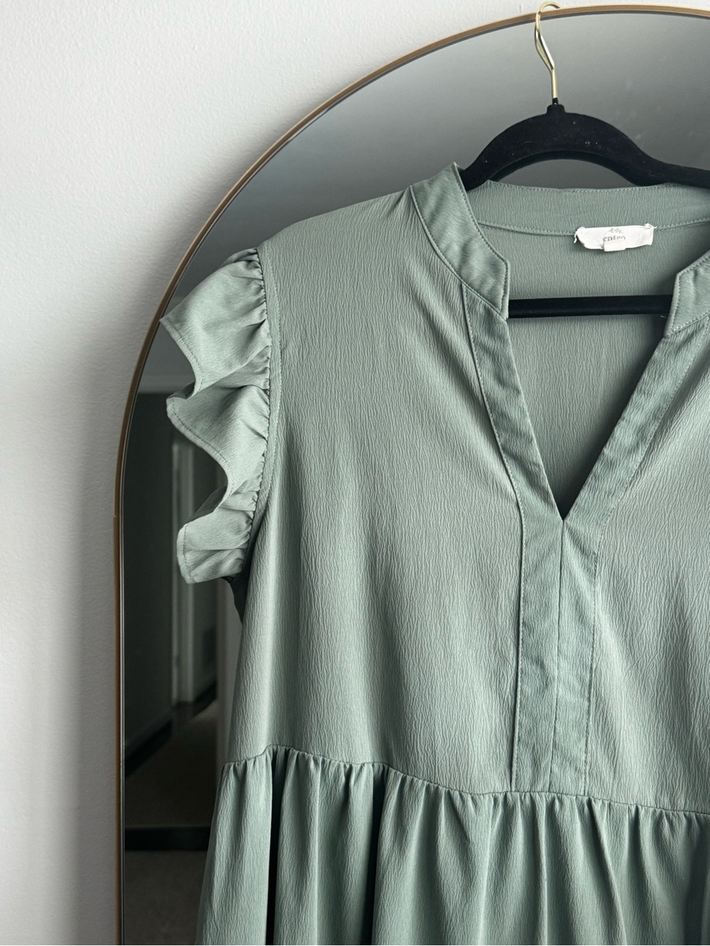 entro Sage Green Ruffle Sleeve Midi Dress - Picture 3 of 4